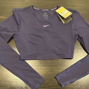 Nike Pro Women's Purple Long Sleeve Crop Top